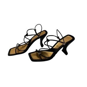 Nine West Strappy Black Stiletto Kitten Heels Sandals 6.5M 90s Gladiator Shoes